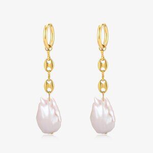 Big Size Keshi Pearl Hoop Style Earrings